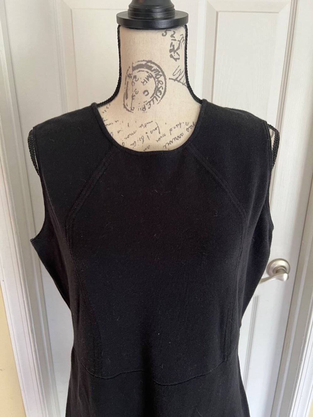 J. McLaughlin Black Amelia Cloth Knit Sleeveless Dress Fit Flare Capsule XL Offi - Picture 2 of 9